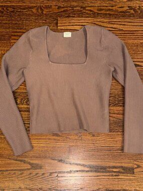 Abercrombie Square Neck Ribbed Long Sleeve Sweater? Size Large